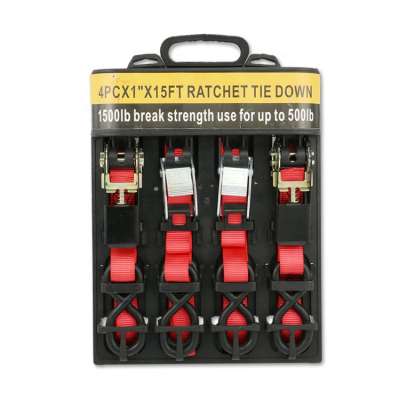 1" 4 Pcs Pack 15 Ft S Hook Optional Ratchet Tie Down Strap Sets