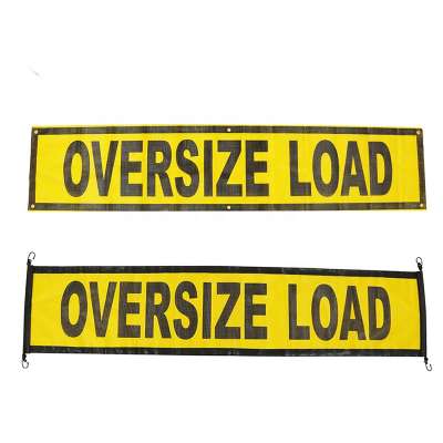 Heavy Duty Truck Safety Warning Mesh Flag Wide Load / Oversize Load Vinyl Banner With Bungee