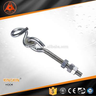 Swing hook with bolt and platsic washer wood thread zinc plated eye bolt snap hook